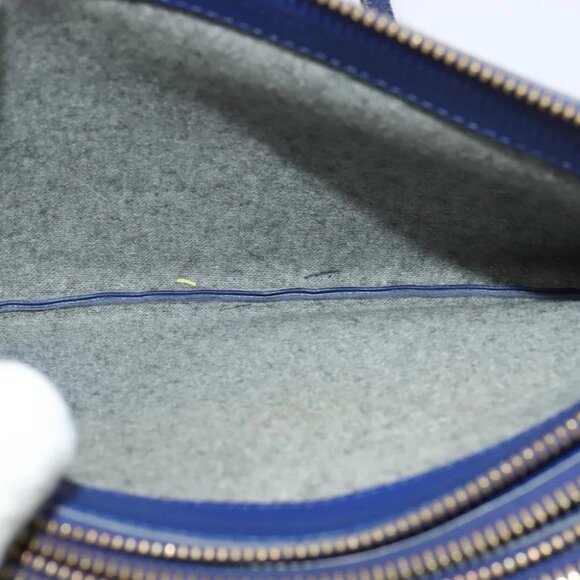 CELINE Trio Shoulder Bag Leather Blue Gold Auth - Picture 10 of 15